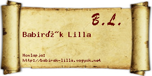 Babirák Lilla névjegykártya